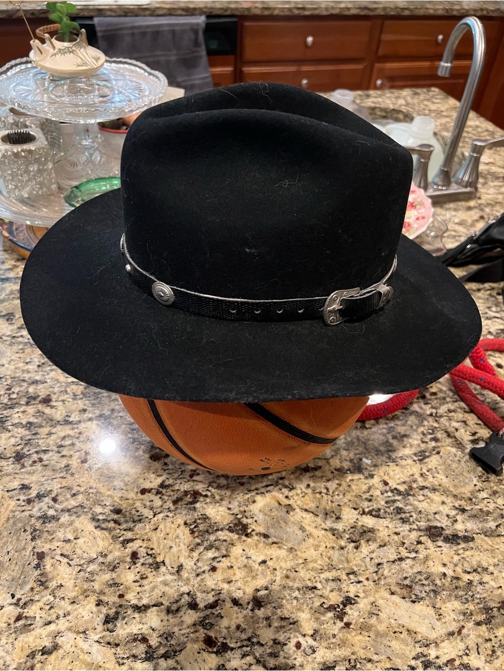 Mallory by Stetson vintage wool cowboy hat, black, size 7  1/8